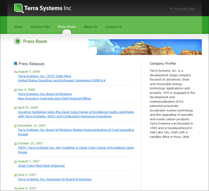 Terra Systems Website Secondary Screen
